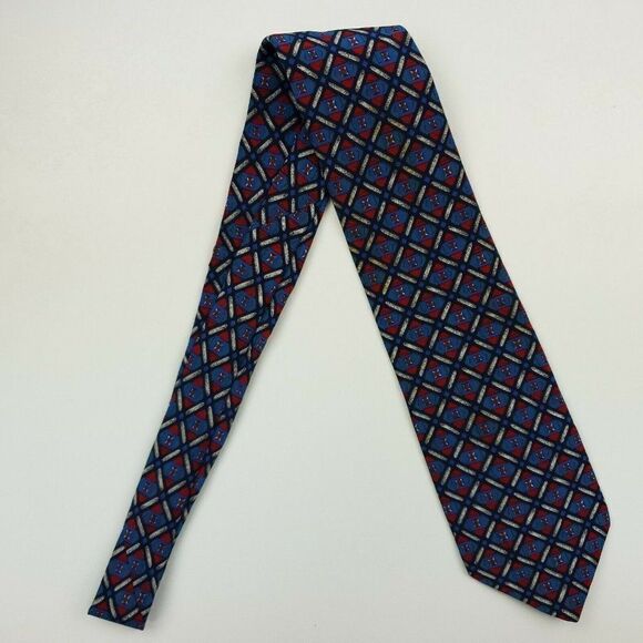 Surrey Red Blue Silk Tie‎ Geometric Italy 58 3.75 - Picture 6 of 6
